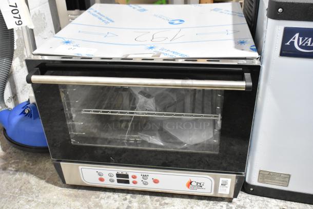 Brand new Cooking Performance Group COH-D3-A electric countertop convection oven, 3 tray capacity, with moisture injection.