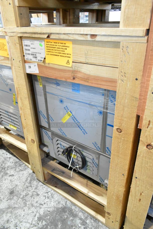 Brand new BKI 52473-1 stainless steel commercial french fry freezer in crate. Features fry basket holder, commercial casters.