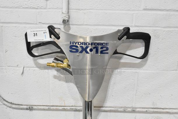 Brand new HydroForce SX12 Hard Surface Cleaning Tool, 2024 model, minor scratches and dents, stainless steel, auction tag.