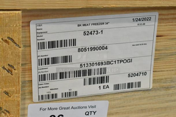 Brand new H&K 52473-1 stainless steel commercial French fry freezer in crate. Includes fry basket holder, on casters, 115V, 1 phase.