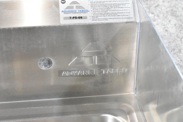 BRAND NEW Advance Tabco 7-PS-66 stainless steel wall-mount sink. Minor scratches, NSF certified, embossed logo.