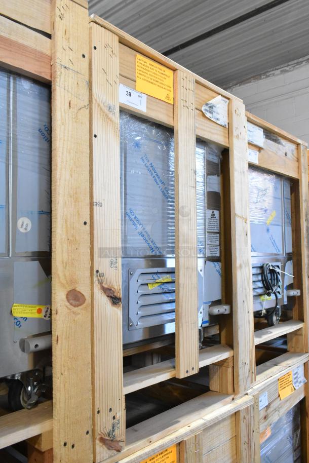 New H&K 52473-1 stainless steel commercial french fry freezer in crate with fry basket holder, on casters, 115V.