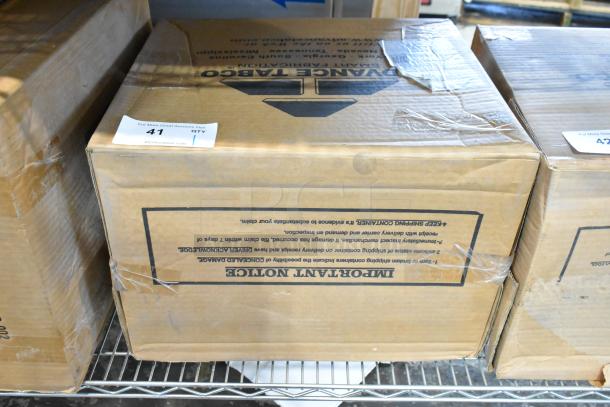 Box of Advance Tabco 7-PS-66 Stainless Steel Single Bay Wall Mount Sink labeled as new with scratches and dents.