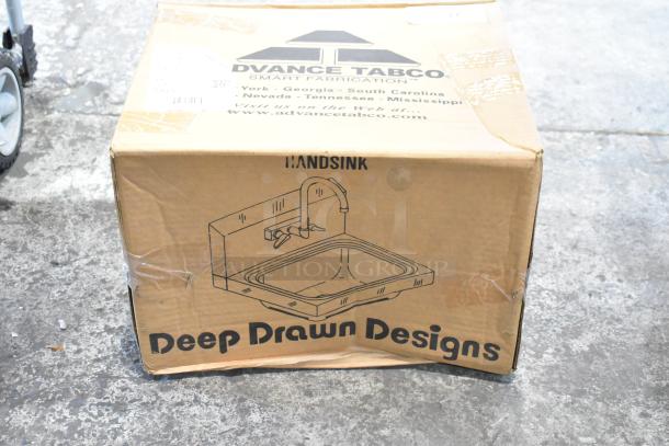 BRAND NEW Advance Tabco 7-PS-66 stainless steel wall mount sink in original packaging, labeled "Scratch and Dent".