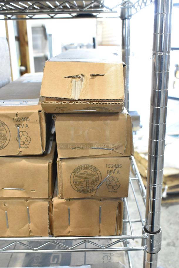 Brand new HP 03728-TIMER-TLT-3 three-lane timers, in box, 4 units. Boxes marked with recycling symbols and specifications.