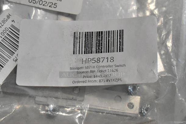 Brand new Blodgett 58718 Controller Switch, scratch and dent condition. Price tag reads $449.49.