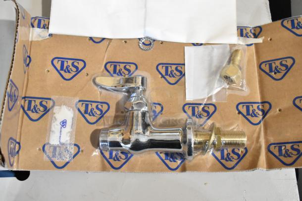 BRAND NEW T&S B-0205-LN faucet base, single deck mounted, with Eterna cartridge for cold. Marked T&S packaging.
