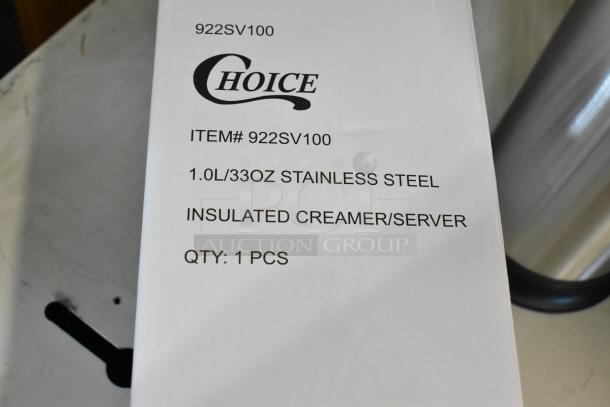 Choice 922SV100 34oz stainless steel insulated carafe, brand new, 1 piece, labeled for scratch and dent condition.