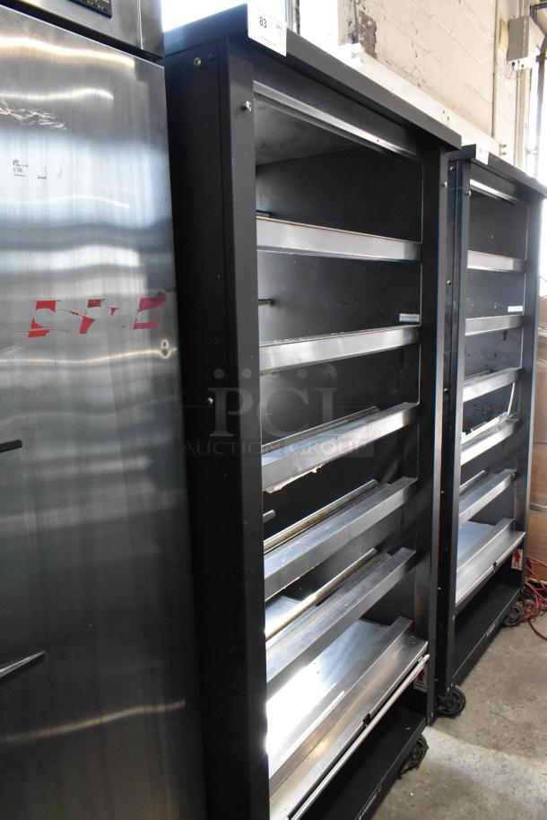 Lakeside metal bakery display rack on casters, featuring multiple shelves for pastries. Used condition, ideal for commercial use.