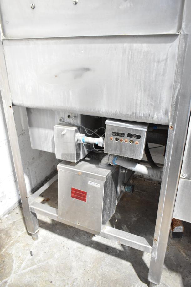 Jackson 150B Stainless Steel Commercial Dishwasher, 208/220V, 3 Phase, straight pass through, labeled controls visible.