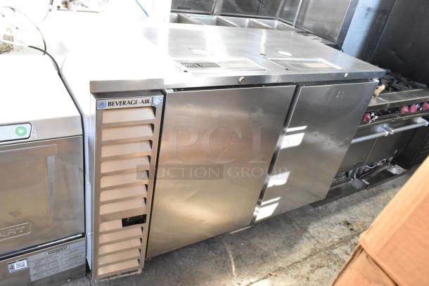 Beverage Air DD58HC-1-S stainless steel kegerator with commercial casters, dual tap, 115V, 1 phase, used condition.