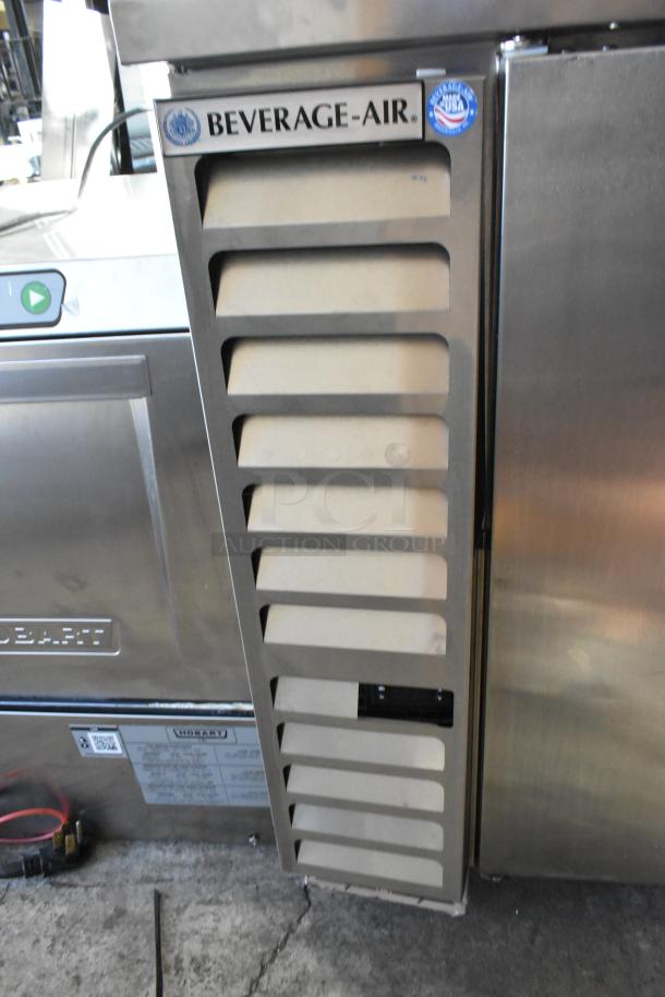 Beverage Air DD58HC-1-S stainless steel kegerator, commercial-grade, on casters, 115V, 1 phase, branded label visible.