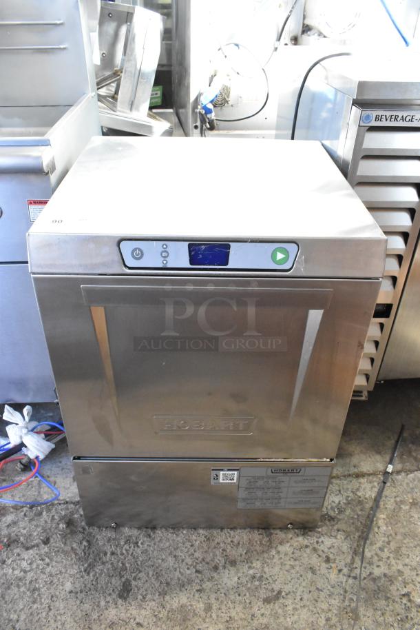 2019 Hobart LXEH stainless steel commercial undercounter dishwasher, 120/208-240V, 1 phase, good condition, control panel visible.