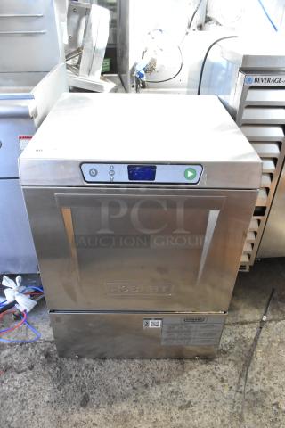 2019 Hobart LXEH stainless steel commercial undercounter dishwasher, 120/208-240V, 1 phase, good condition, control panel visible.