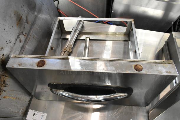 Two metal cooler drawers, with visible rust and wear on frame, smooth chrome handle, label indicates "2 Times Your Bid".