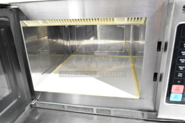 2018 Solwave 180MW1200T stainless steel commercial microwave oven, 120V, 1 phase, clean interior, control panel visible.