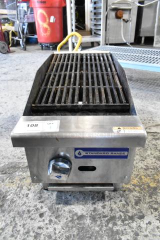 2024 Standard Range SR-CB12-M Stainless Steel Charbroiler Grill, countertop model, natural gas powered, visible brand label.