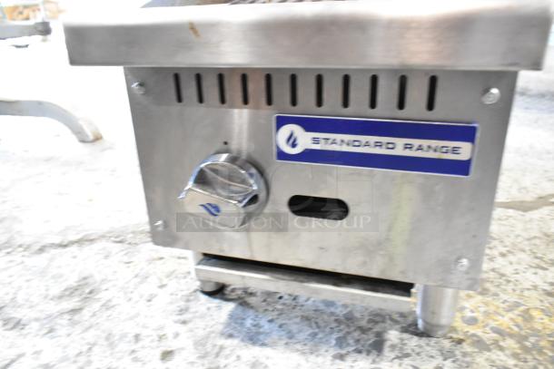 2024 Standard Range SR-CB12-M stainless steel gas charbroiler grill, excellent condition, features control knob and brand label.