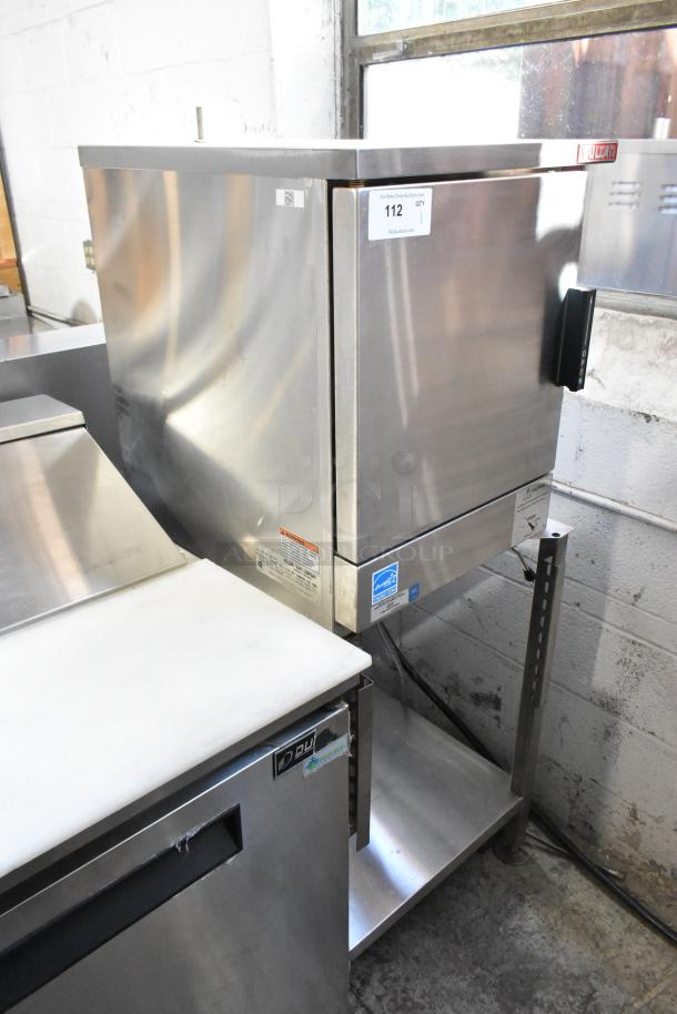 Vulcan VPX5 stainless steel commercial steam cabinet on stand, single deck, electric, 208V, 1/3 phase, good condition.