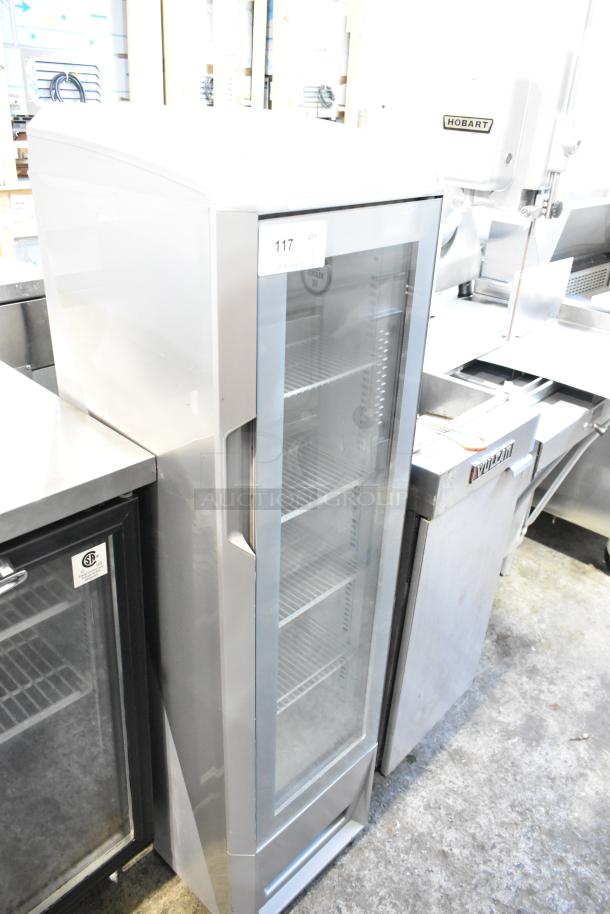 RB-SMC 106 ECO metal single door slim line cooler merchandiser, 115V, 1 phase, glass front, in good condition.