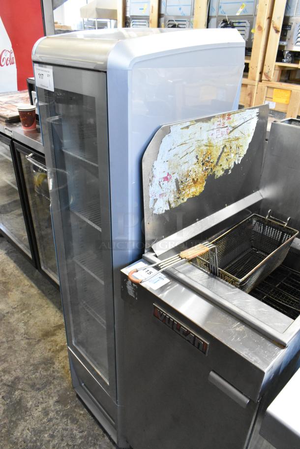 RB-SMC 106 ECO Metal Single Door Cooler Merchandiser, slim line design, 115V, 1 phase, glass front, used condition.