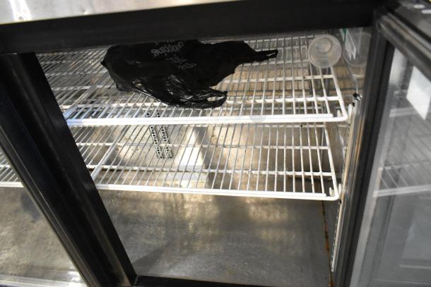 Turbo Air TBB-24-60SG-N, 2-door undercounter cooler, metal, shelving visible, commercial use, 115 volts, 1 phase.