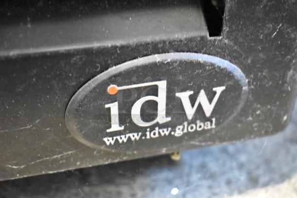 IDW G-26SI-C-3-3-4-B-5 single door cooler merchandiser with IDW logo; features poly-coated racks, 115 volts, 1 phase.