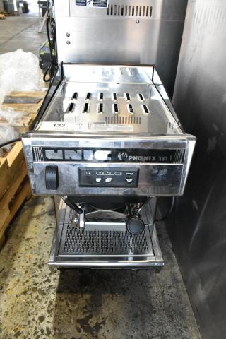 Unic Phoenix MI stainless steel commercial espresso machine, single group, countertop model, 110V, gently used.