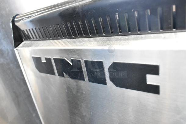 Unic Phoenix MI stainless steel espresso machine, single group, 110V, 1 phase. Features "UNIC" branding on the side panel.