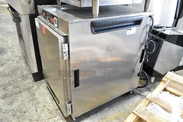 2025 Metro HBCW8-AS-UC stainless steel heated holding cabinet on casters, 120 volts, 1 phase, excellent condition.