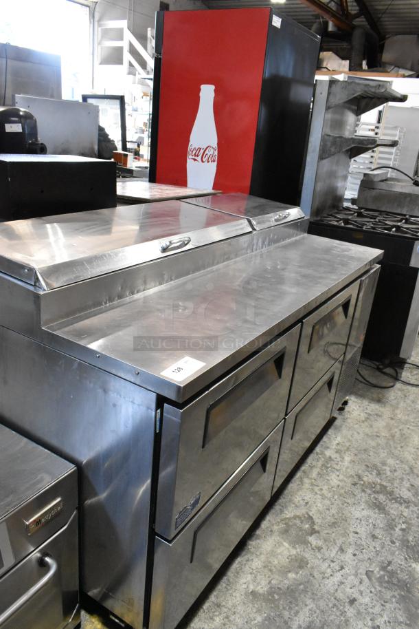 Turbo Air TPR-67SD-D4 stainless steel pizza prep table with 4 drawers, 115 volts, 1 phase, excellent condition.