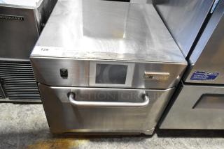 Merrychef eikon e4 rapid cook oven, stainless steel, electric, 208/240 volts, commercial countertop model, visible wear.