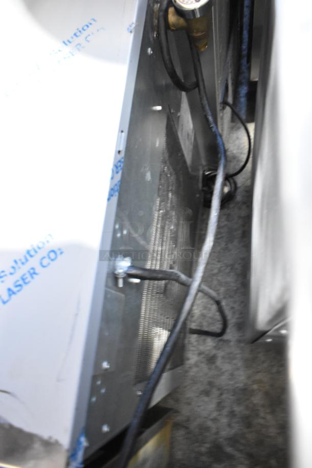 Hoshizaki FD-1002MAJ-C stainless steel ice machine head, 115 volts, 1 phase, shows wiring and part of exterior.