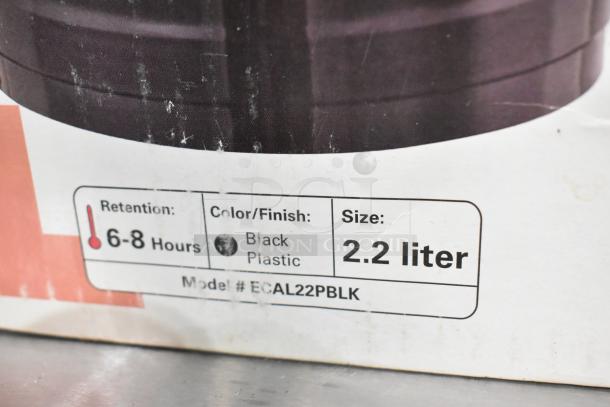 Brand new ECAL22PBLK Air Pot, 2.2 liters, black plastic, retains heat 6-8 hours, in original box.