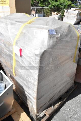 Pallet of 50 brand new boxes including Nexel DH8 Document Holders, wrapped for shipping, pristine condition.