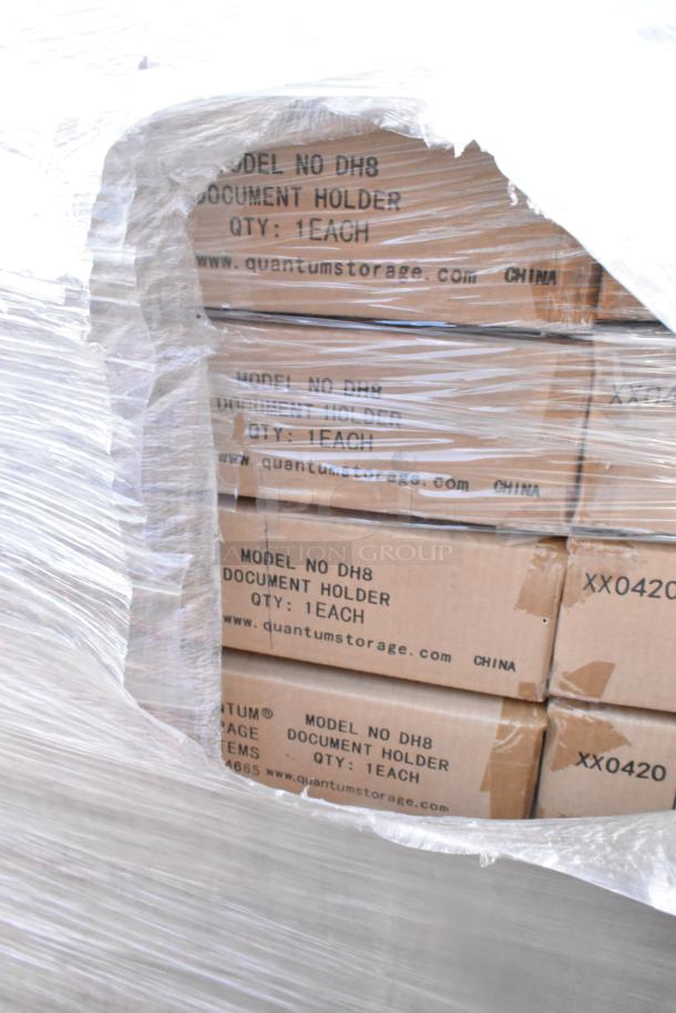 50 brand new boxed Nexel DH8 document holders, wrapped in plastic. Each box marked with model and quantity. Made in China.