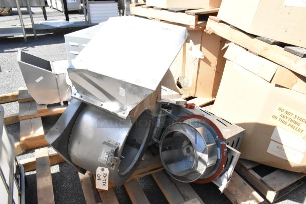 2021 CaptiveAire CASRE13BD metal commercial exhaust fan, shown on a pallet, features durable construction and visible tags.
