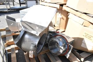 2021 CaptiveAire CASRE13BD metal commercial exhaust fan, shown on a pallet, features durable construction and visible tags.