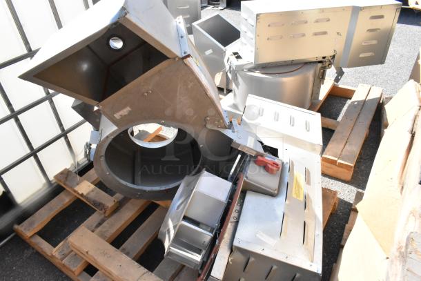 2021 CaptiveAire CASRE13BD metal commercial power ventilator/exhaust air fan, robust condition, on wooden pallets.