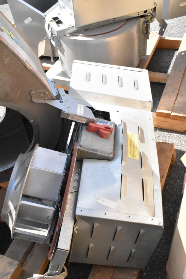 2021 CaptiveAire CASRE13BD metal commercial power ventilator/exhaust air fan, new, with control box and visible labels.