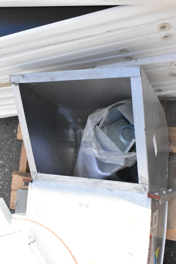 2021 CaptiveAire CASRE13BD metal commercial exhaust fan, robust condition, visible mounting hardware, model label on side.