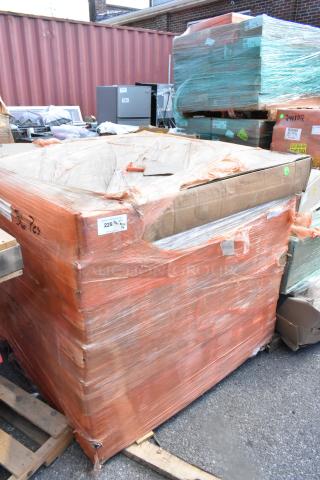 14 brand new boxes on a pallet, wrapped and marked 226 lbs; includes Metro 2448B shelf; 14 times your bid.