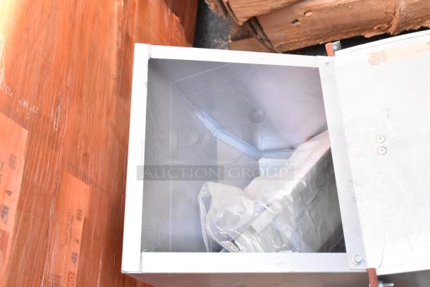 2021 CaptiveAire CASRE13BD metal commercial power ventilator, new condition, showing internal components and packaging.