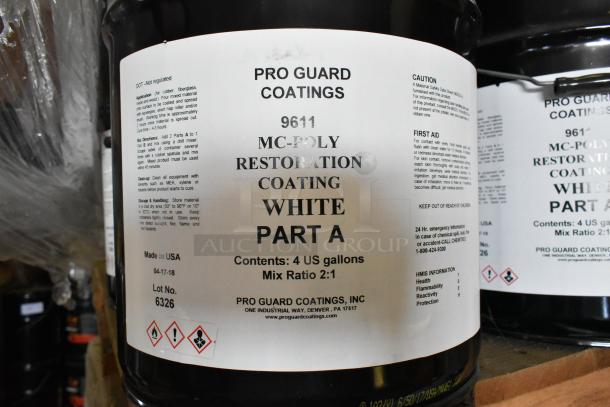 Pro Guard Coatings 9611 MC-Poly Restoration Coating White Part A, 4-gallon size. Lot No. 6326. Made in USA. 31 included.