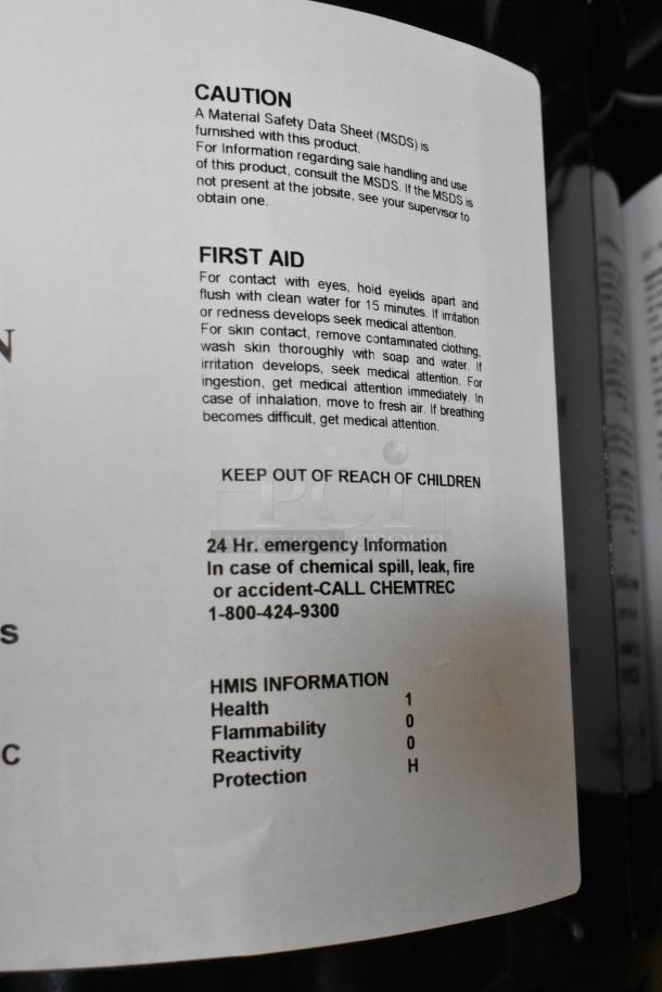 Label for Pro Guard Chemical 9611 MC Poly Restoration Coating White Part A, includes safety and first aid information.