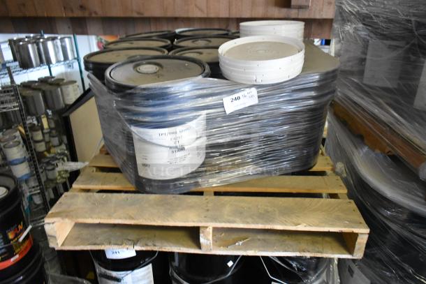 Set of 10 Pro Guard chemicals, including F4217 CT Rustic Stain, on a pallet wrapped in plastic, ready for auction.