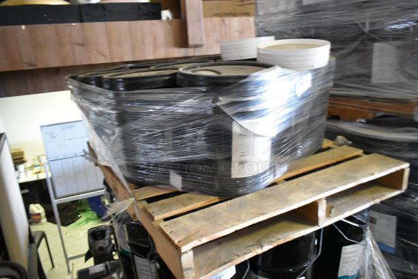 10 Pro Guard chemical containers including F4217 CT Rustic Stain, shrink-wrapped on a wooden pallet.