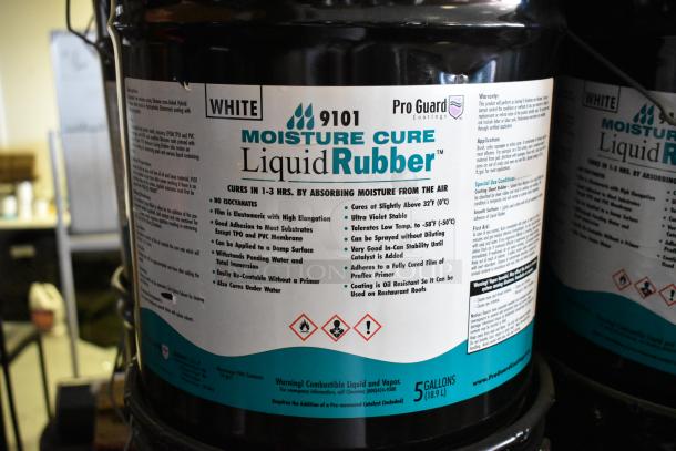 23 Pro Guard Chemicals, including 5-gallon 9101 Moisture Cure Liquid Rubber. Features weather resistance and easy application.