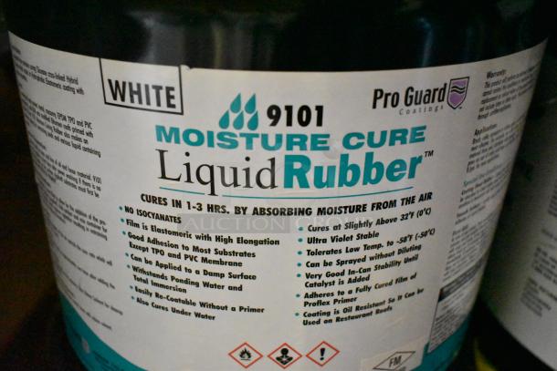 Pro Guard 9101 Moisture Cure Liquid Rubber, white, no isocyanates, elastomeric film, adheres to substrates, UV stable.