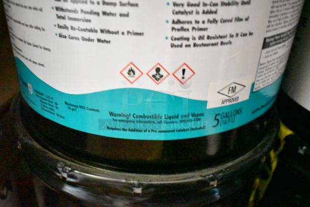 5-gallon Pro Guard Moisture Cure Primer Clear Blue with hazardous warning symbols, combustible liquid note.